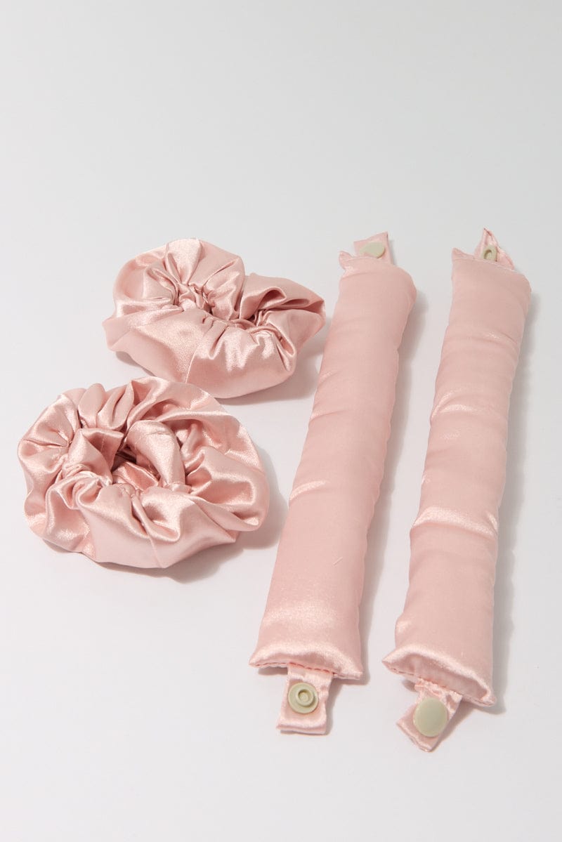 Pink 2 Pack Heatless Hair Curler Set for YouandAll Fashion
