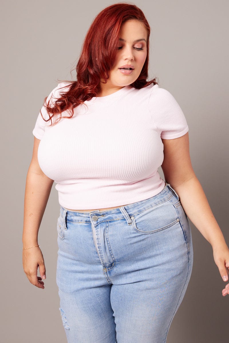 Pink T Shirt Short Sleeve Crew Neck Seamless for YouandAll Fashion