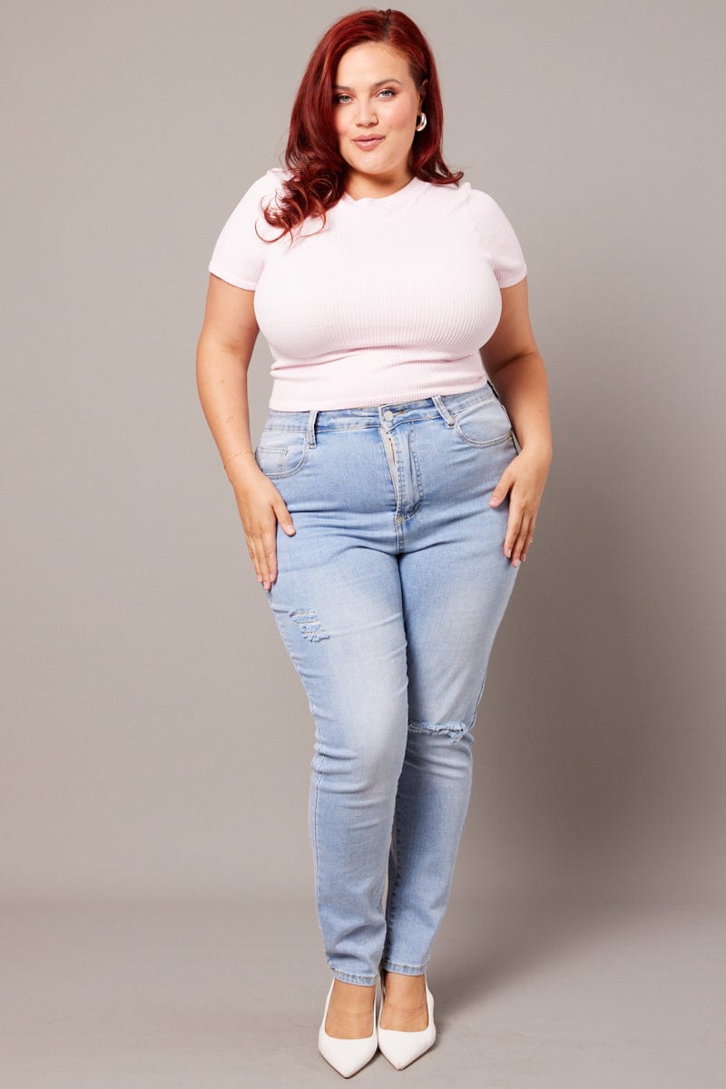 Pink T Shirt Short Sleeve Crew Neck Seamless for YouandAll Fashion