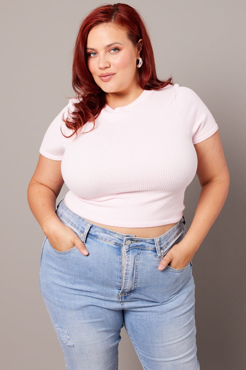 Pink T Shirt Short Sleeve Crew Neck Seamless for YouandAll Fashion