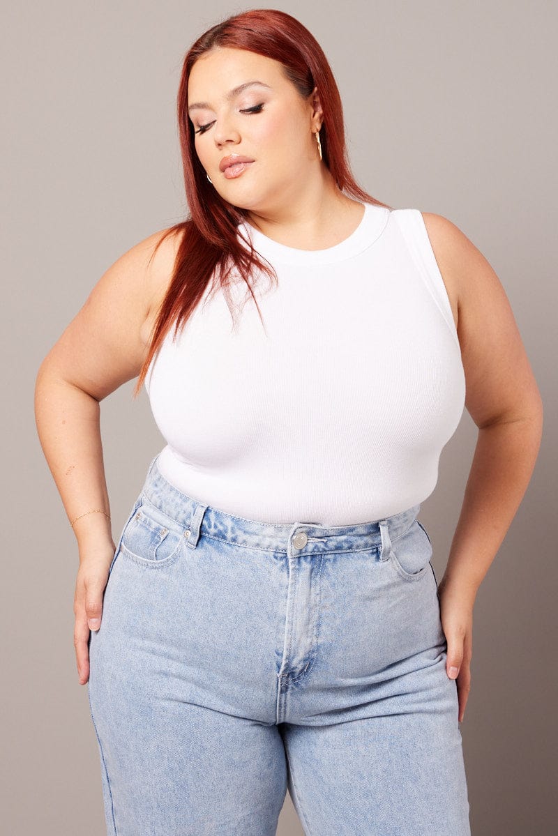 White Tank Top Crew Neck Seamless for YouandAll Fashion