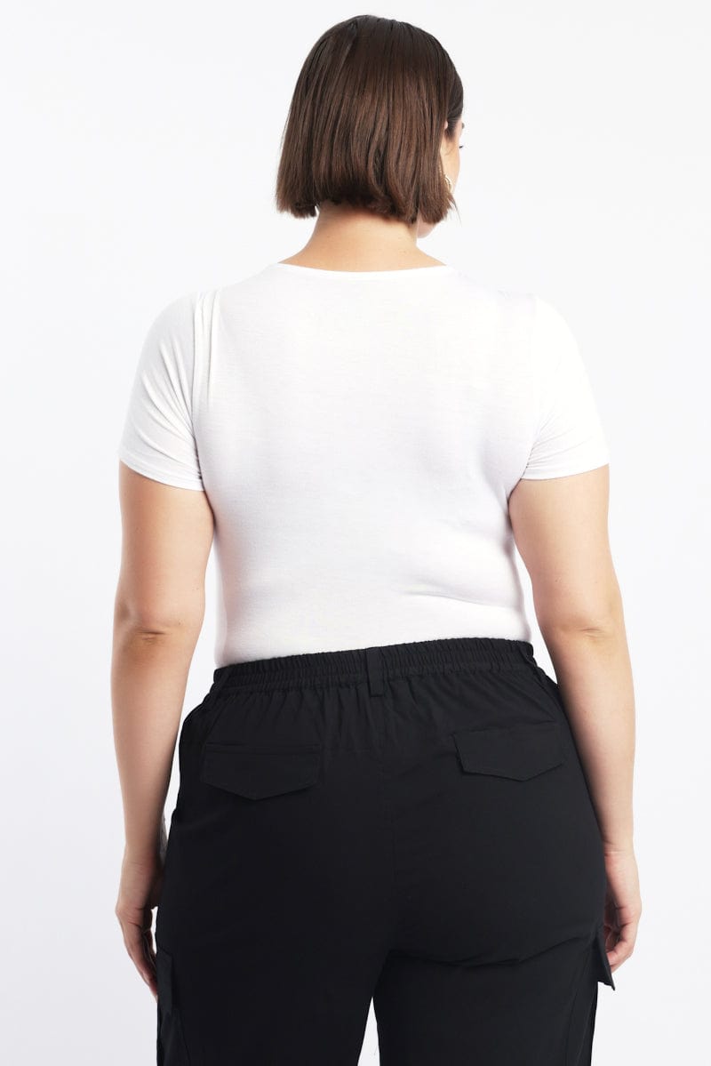 White Bodysuit Short Sleeve Crew Neck Modal for YouandAll Fashion