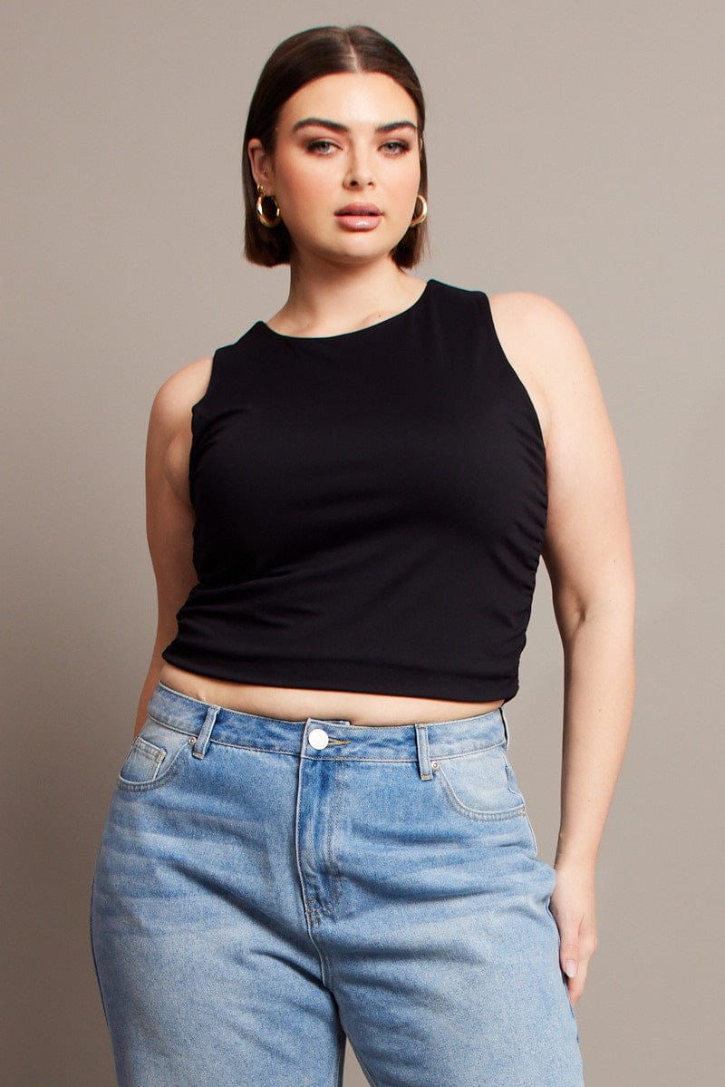 Black Tank Top Boat Neck Supersoft for YouandAll Fashion