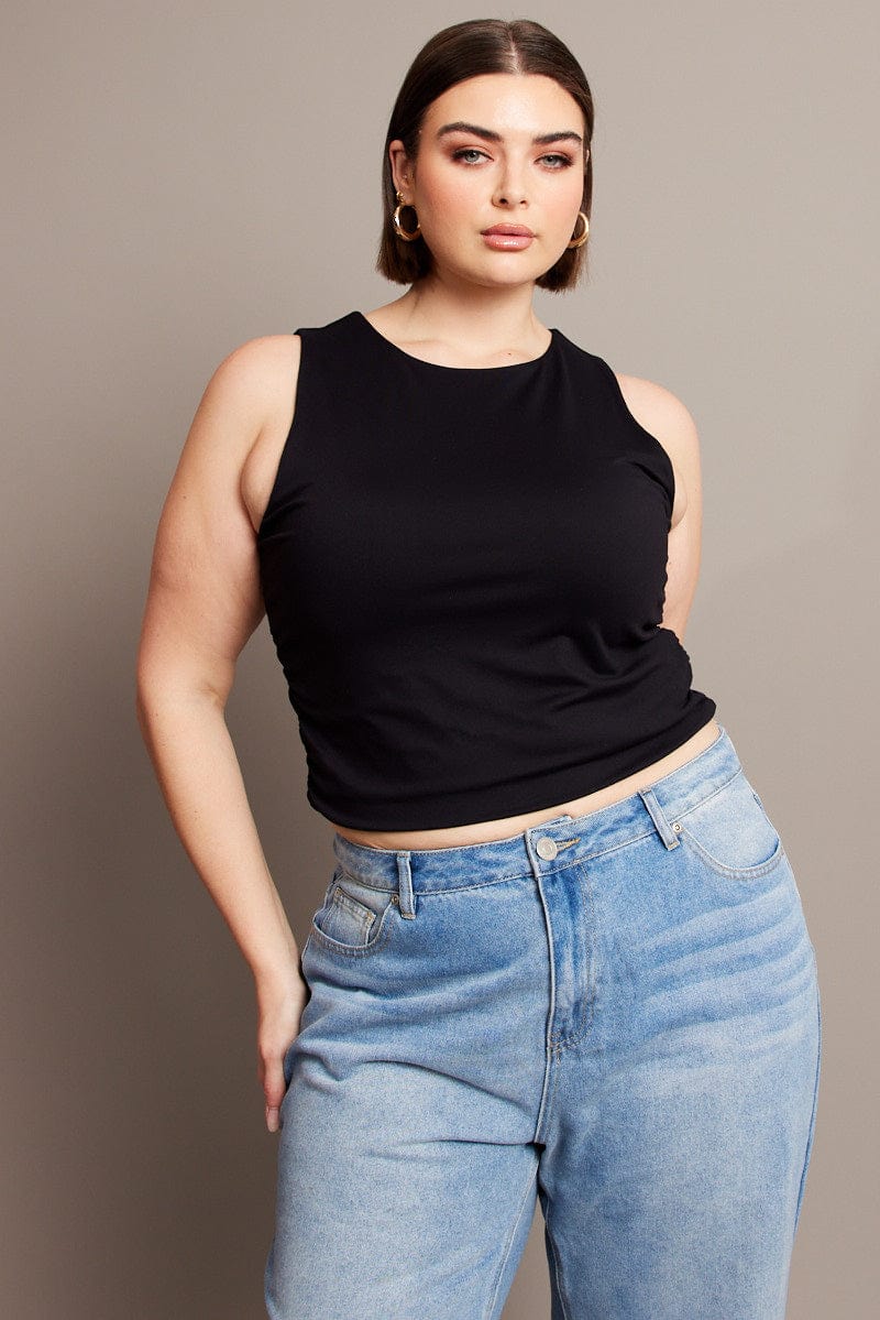 Black Tank Top Boat Neck Supersoft for YouandAll Fashion
