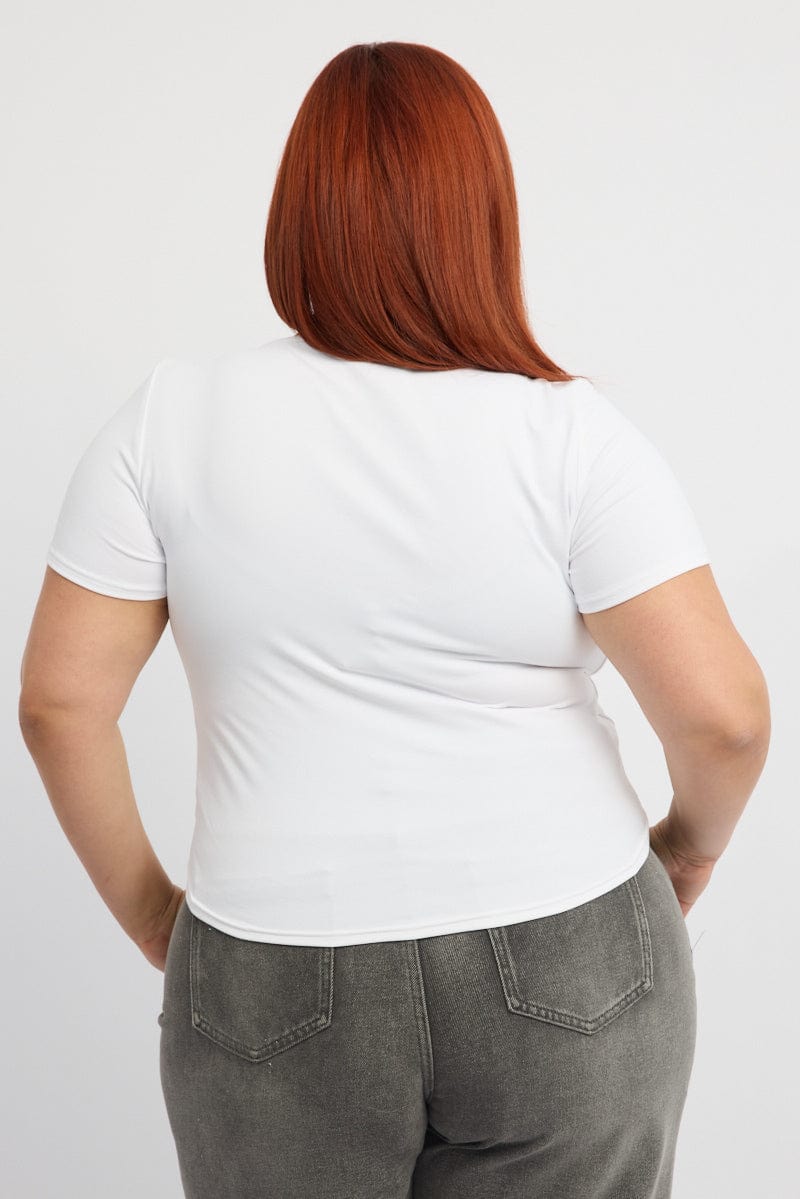 White Supersoft Top Short Sleeve Scoop Neck for YouandAll Fashion