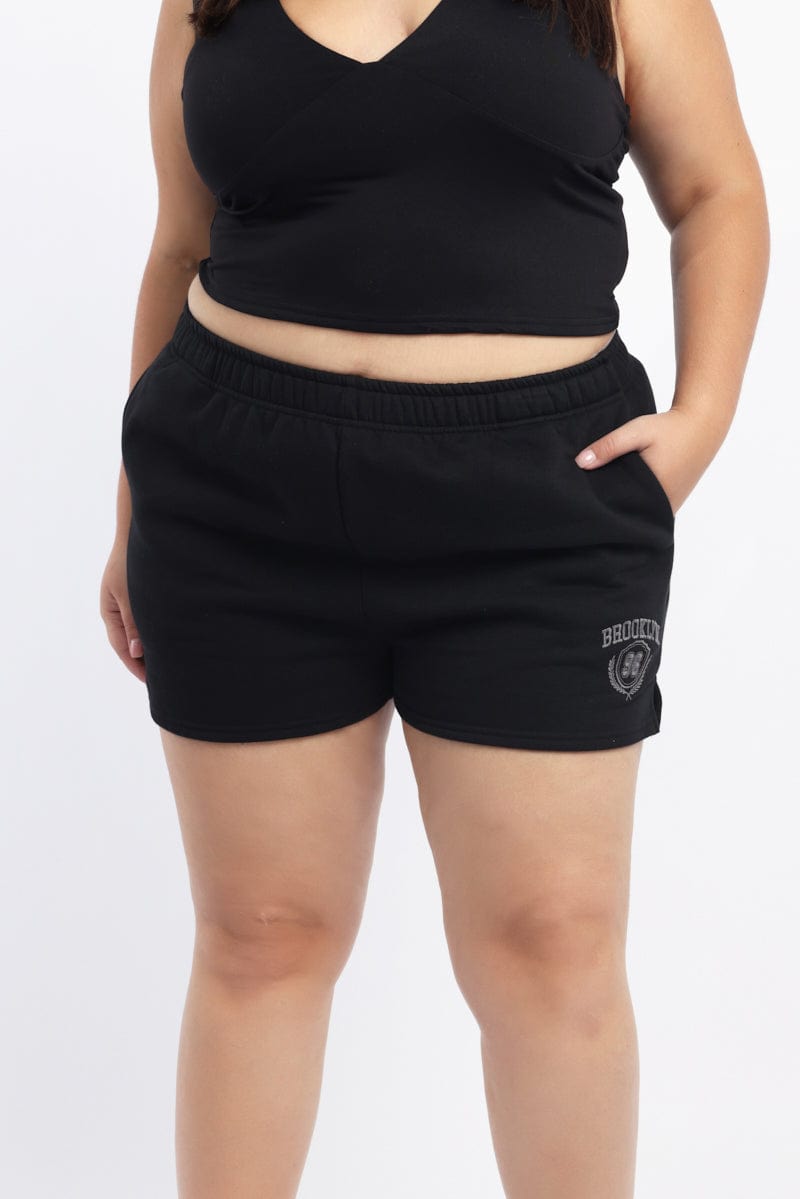 Black Elastic Waist Track Shorts for YouandAll Fashion