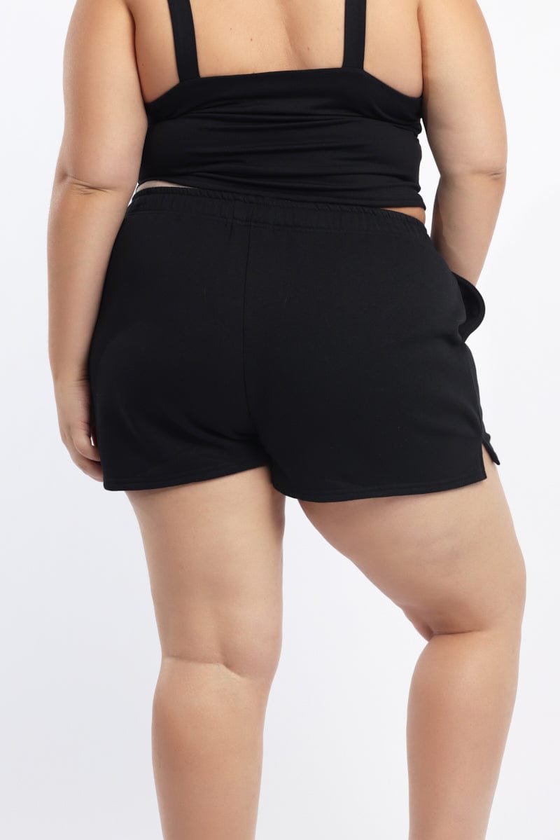 Black Elastic Waist Track Shorts for YouandAll Fashion