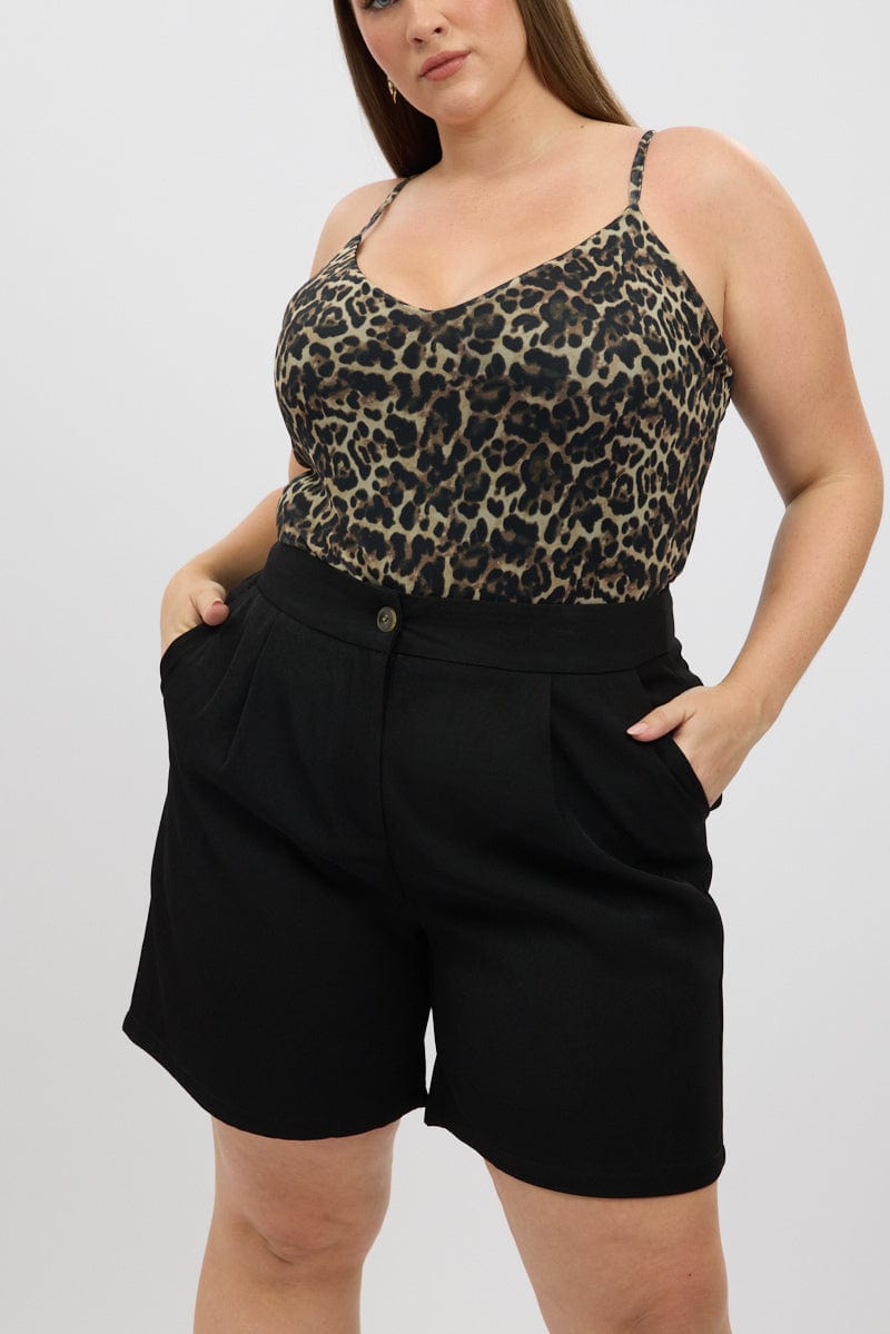 Black Tailored Longline Shorts for YouandAll Fashion