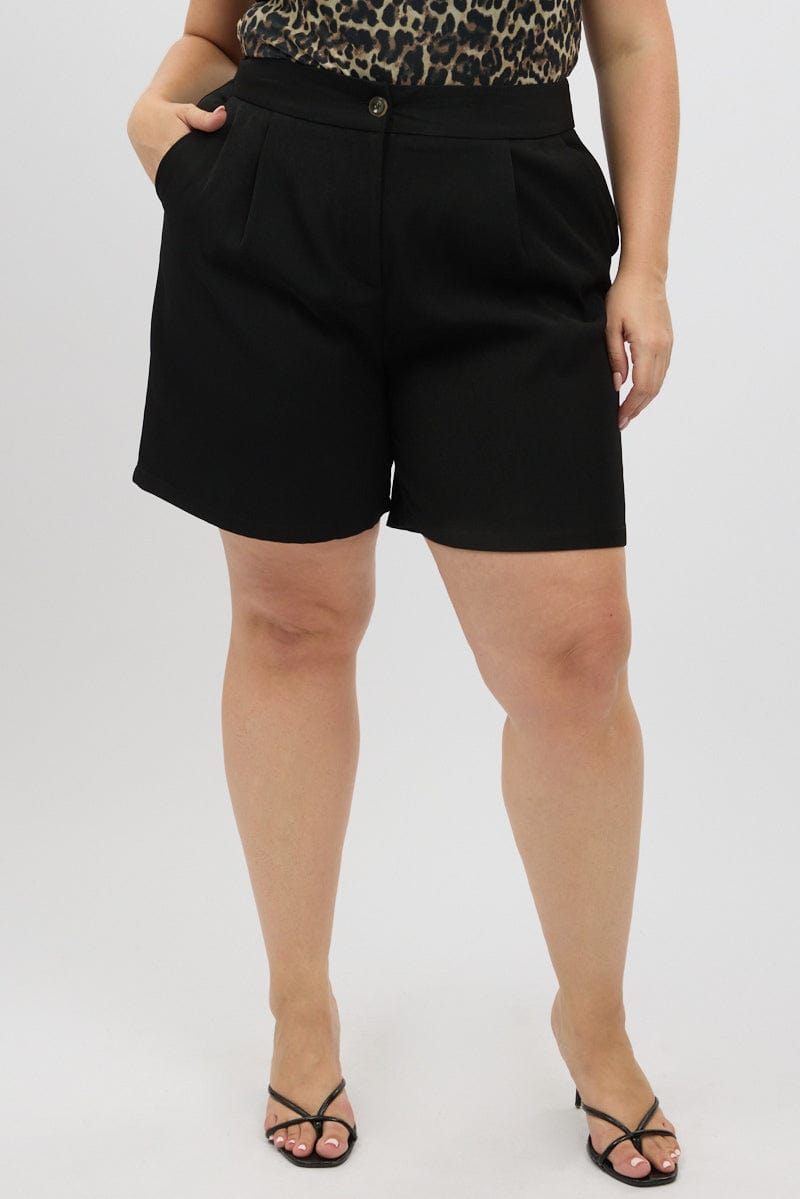 Black Tailored Longline Shorts for YouandAll Fashion
