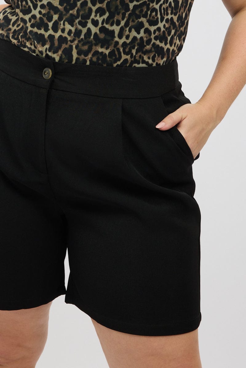 Black Tailored Longline Shorts for YouandAll Fashion