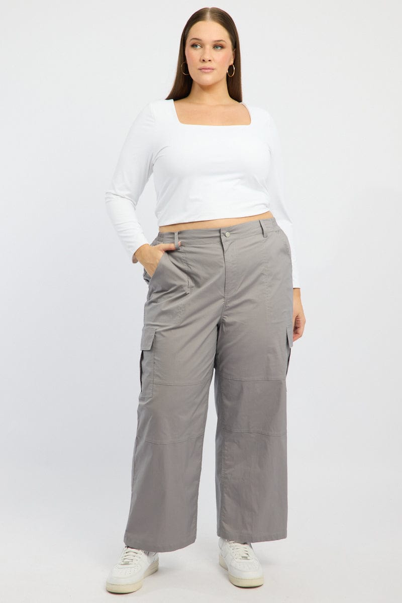 Grey Cargo Pants High Rise for YouandAll Fashion