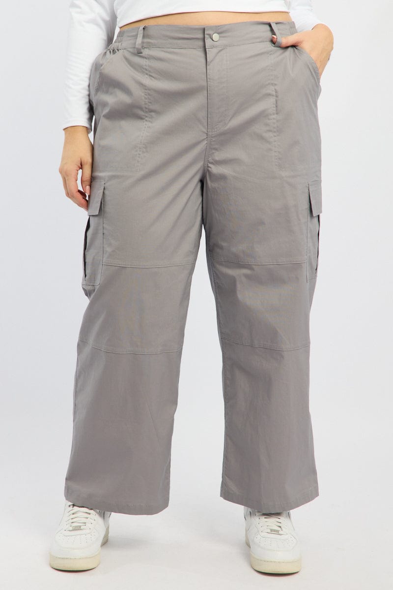 Grey Cargo Pants High Rise for YouandAll Fashion