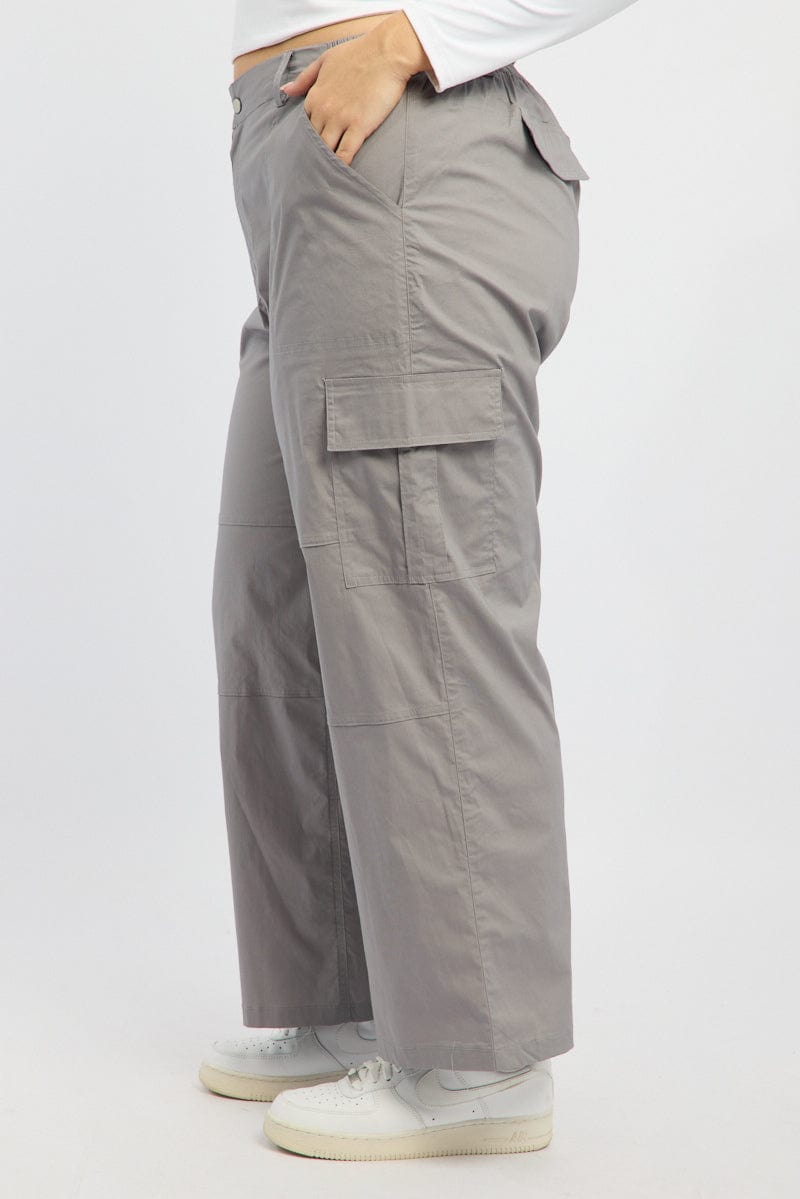 Grey Cargo Pants High Rise for YouandAll Fashion
