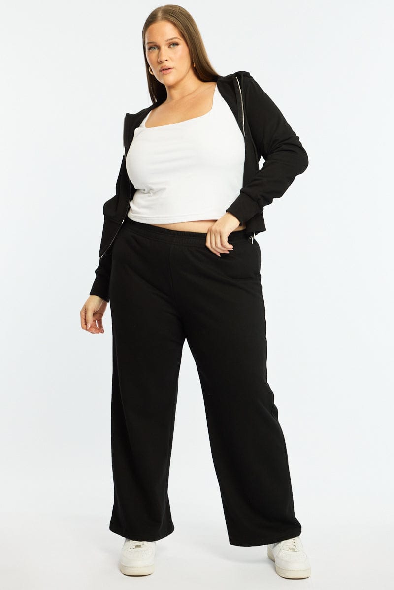 Black Track Pants Wide Leg for YouandAll Fashion