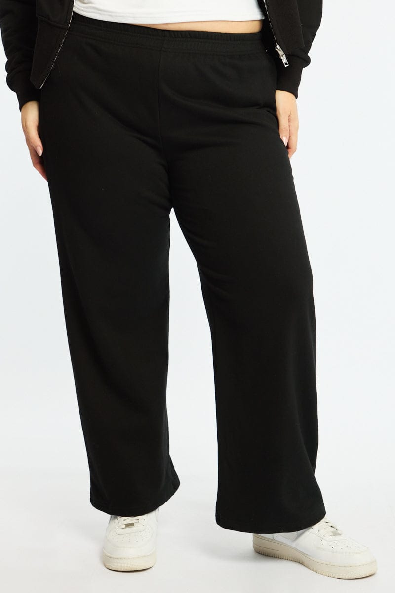 Black Track Pants Wide Leg for YouandAll Fashion