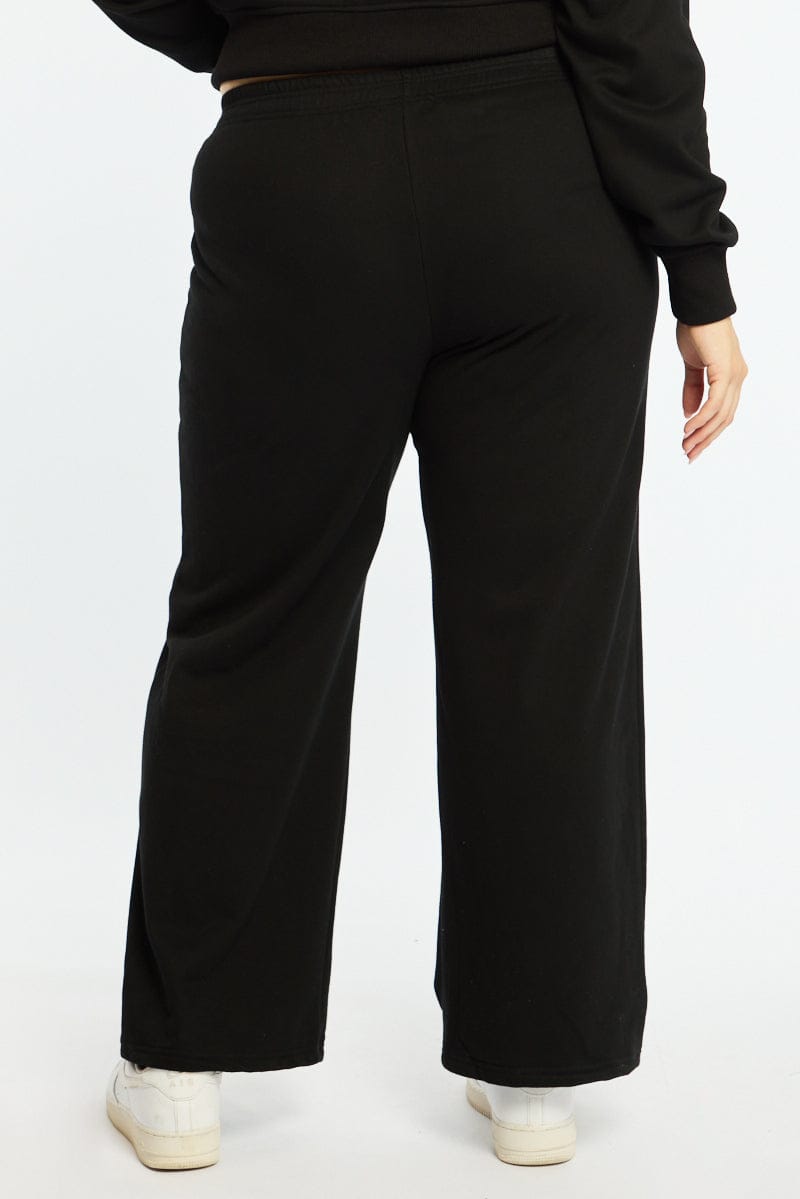 Black Track Pants Wide Leg for YouandAll Fashion