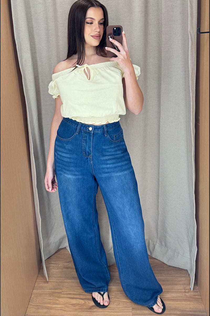 Denim Slim Wide Jeans Mid Rise for YouandAll Fashion