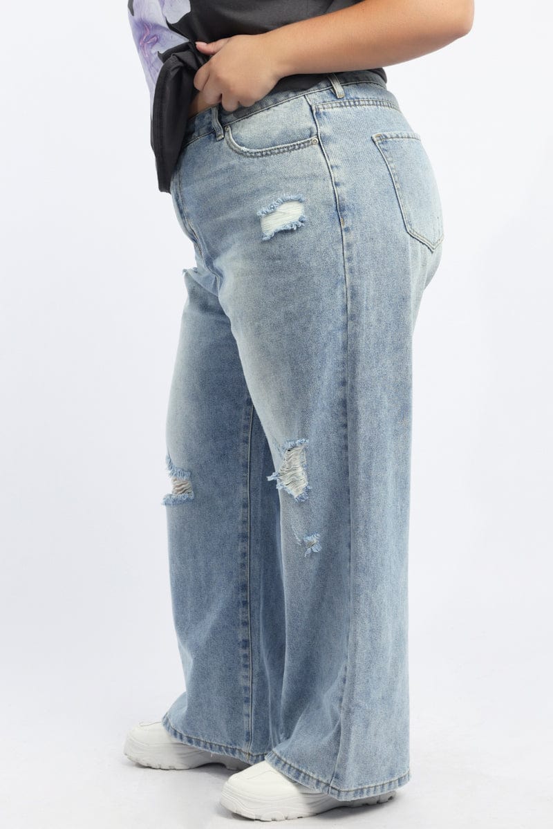Denim Baggy Mid Rise Jeans for YouandAll Fashion