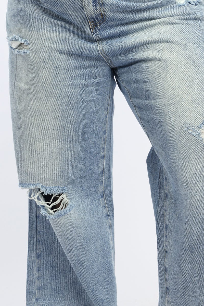 Denim Baggy Mid Rise Jeans for YouandAll Fashion