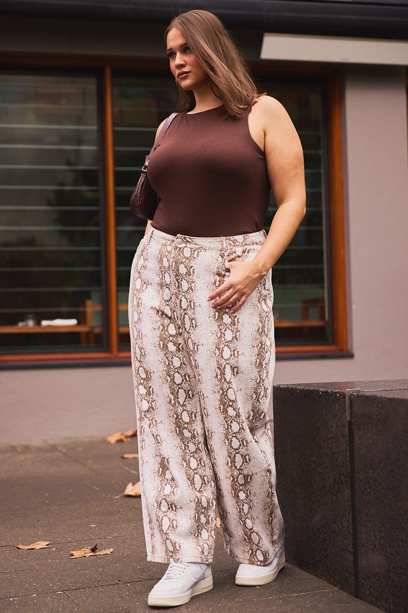 Multi Animal Print Baggy Jeans Mid Rise for YouandAll Fashion