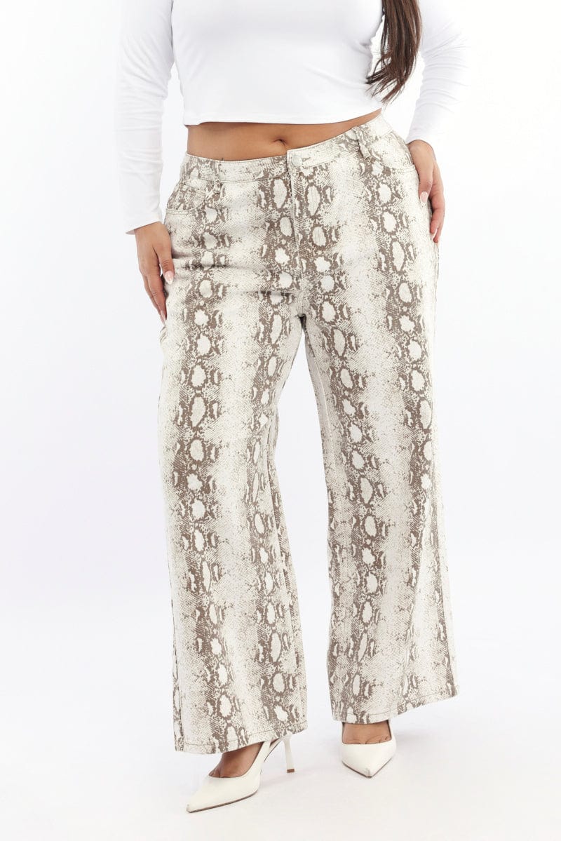 Multi Animal Print Baggy Jeans Mid Rise for YouandAll Fashion