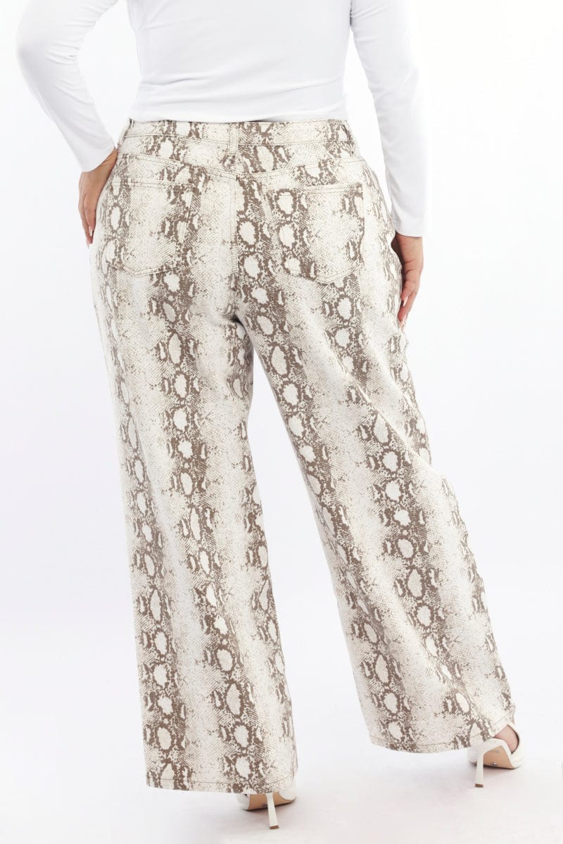 Multi Animal Print Baggy Jeans Mid Rise for YouandAll Fashion