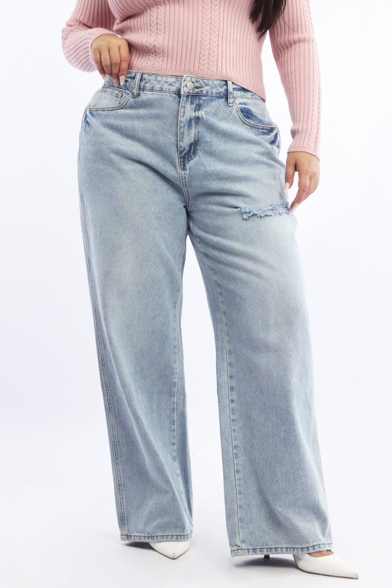 Denim Wide Leg Jeans Mid Rise for YouandAll Fashion