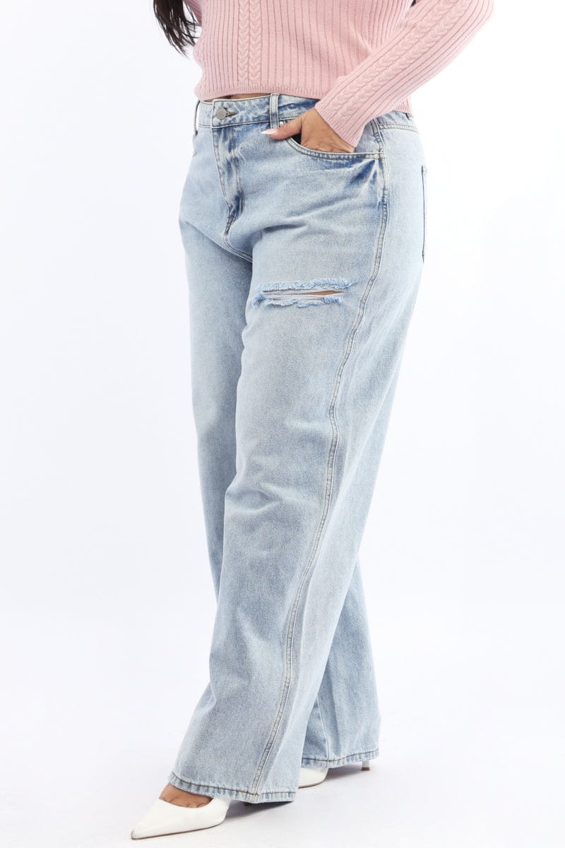 Denim Wide Leg Jeans Mid Rise for YouandAll Fashion