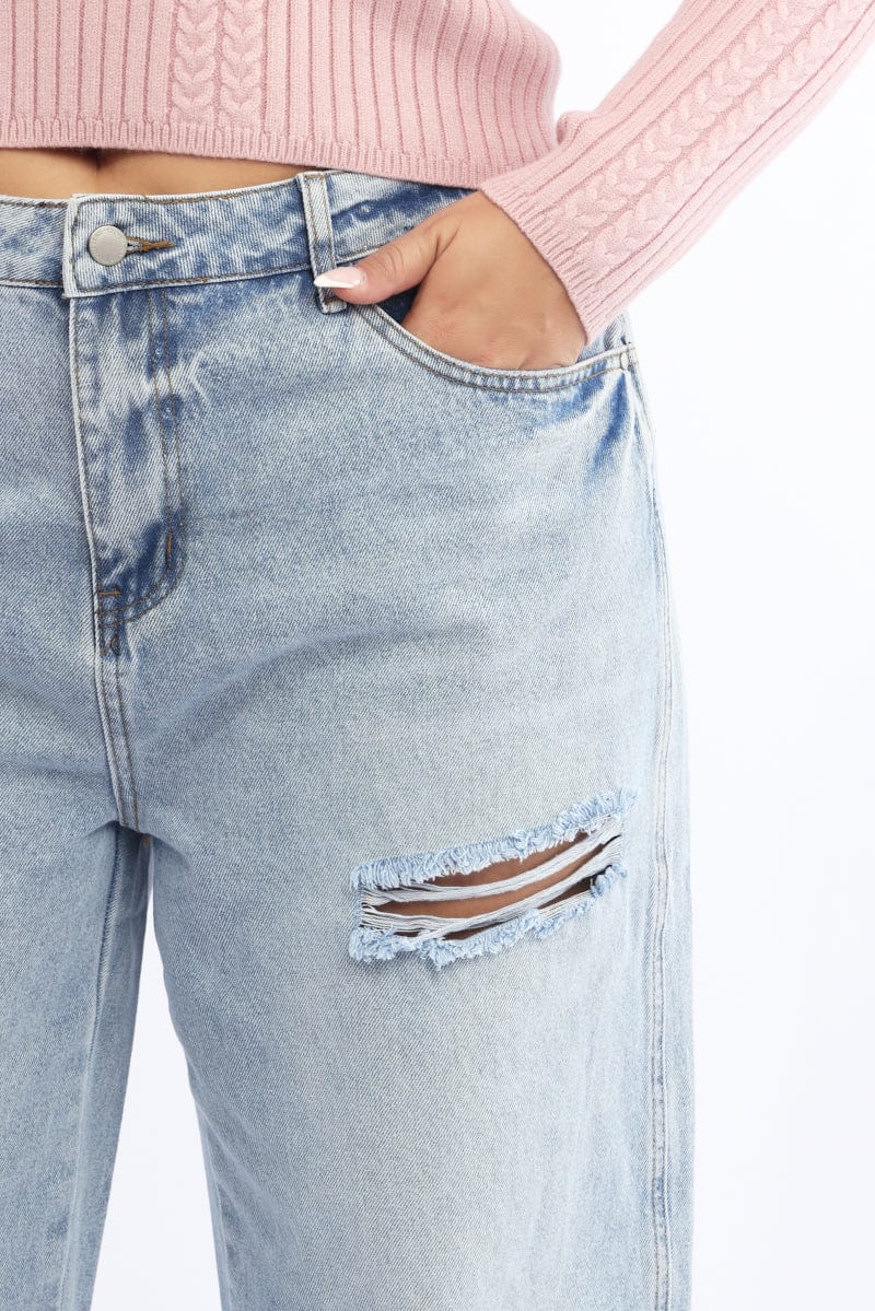 Denim Wide Leg Jeans Mid Rise for YouandAll Fashion