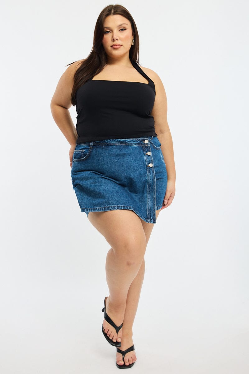Denim Skorts Mid Rise Wrap for YouandAll Fashion