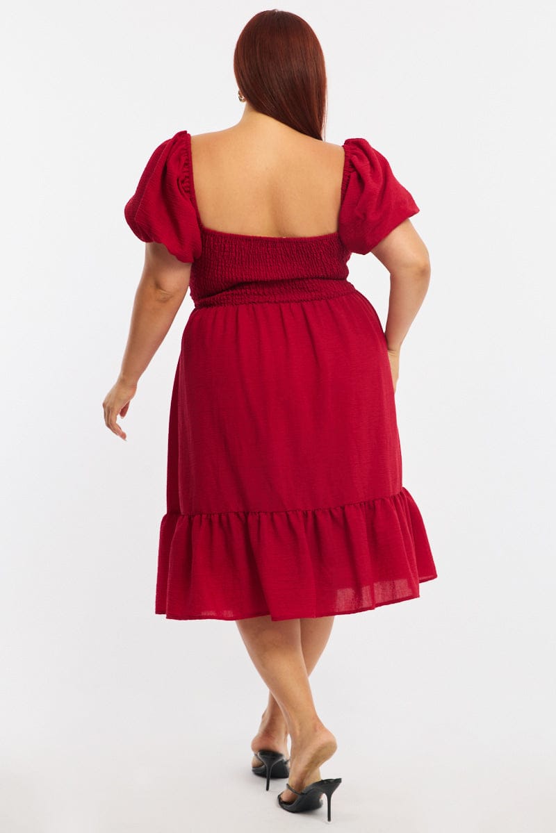 Red Skater Dress Short Sleeve Cut Out for YouandAll Fashion