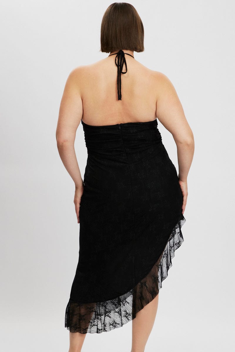 Black Asymmetric Lace Bodycon Dress for YouandAll Fashion