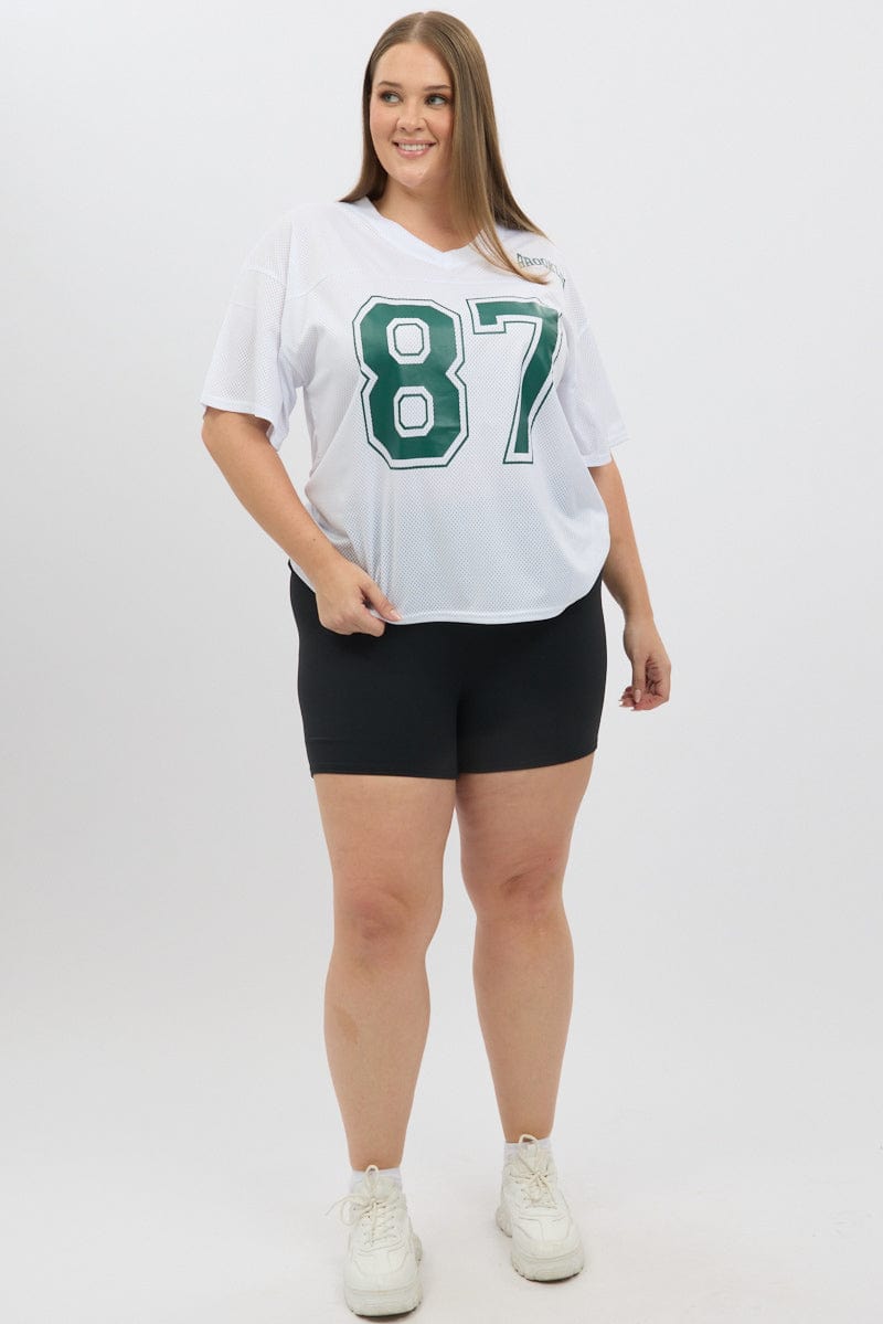 White Graphic T Shirt Short Sleeve V Neck for YouandAll Fashion