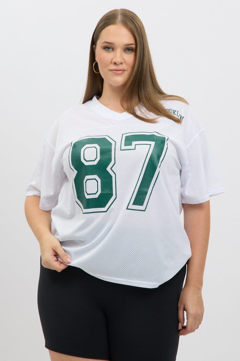White Graphic T Shirt Short Sleeve V Neck for YouandAll Fashion