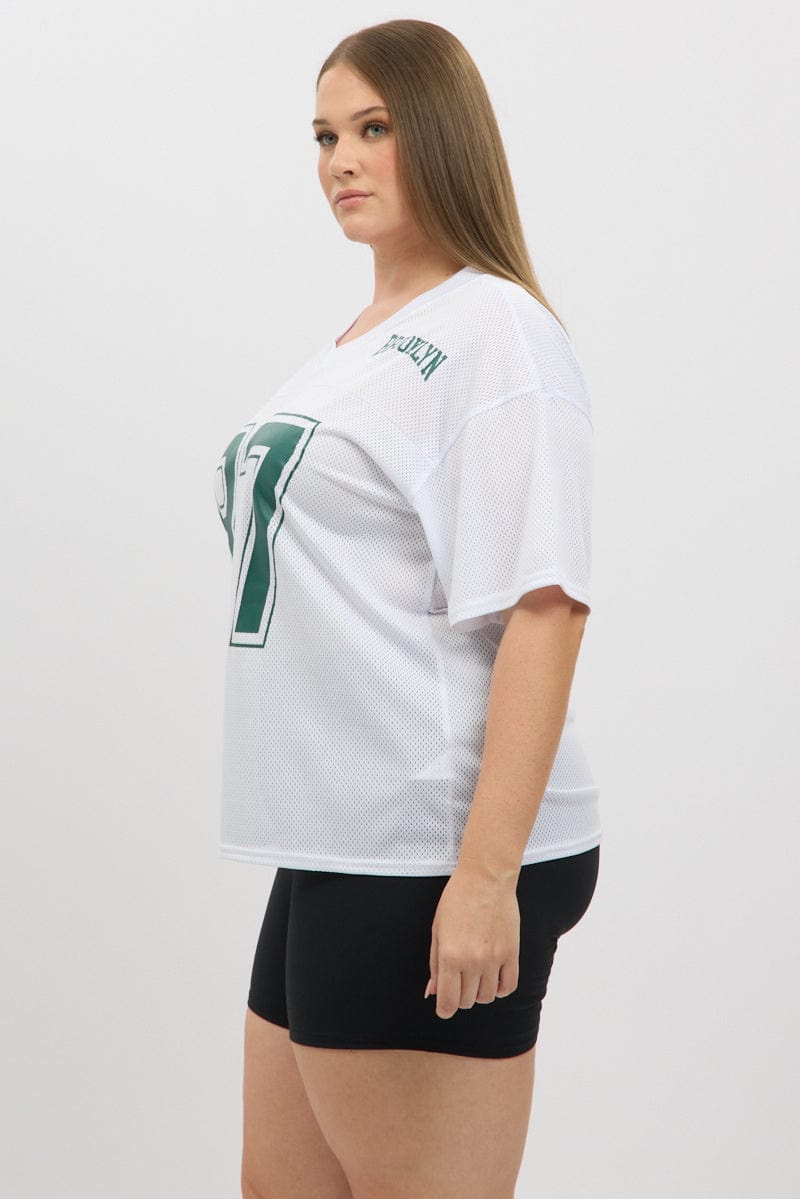 White Graphic T Shirt Short Sleeve V Neck for YouandAll Fashion