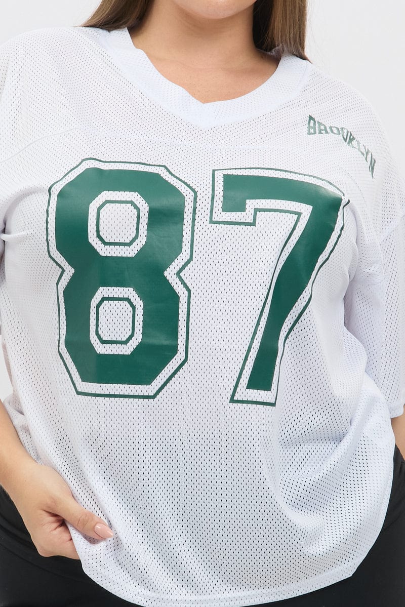 White Graphic T Shirt Short Sleeve V Neck for YouandAll Fashion