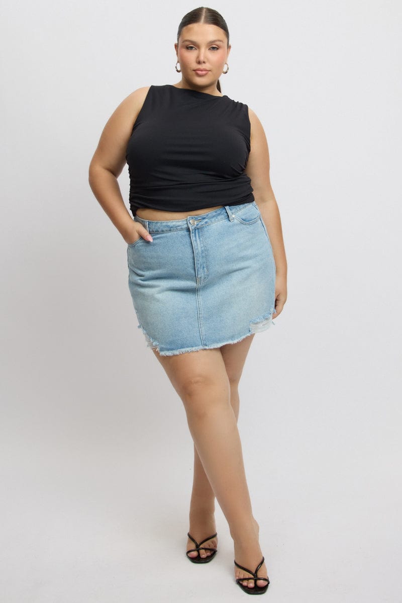 Black Tank Top Side Ruched Supersoft for YouandAll Fashion