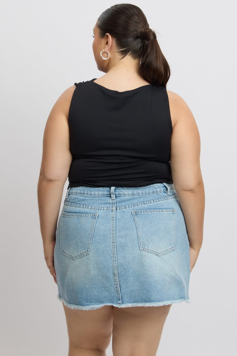 Black Tank Top Side Ruched Supersoft for YouandAll Fashion