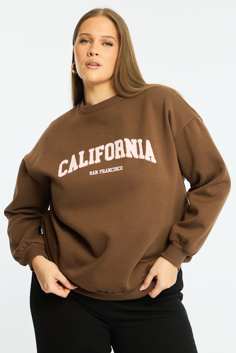 Brown Sweat Top Long Sleeve for YouandAll Fashion