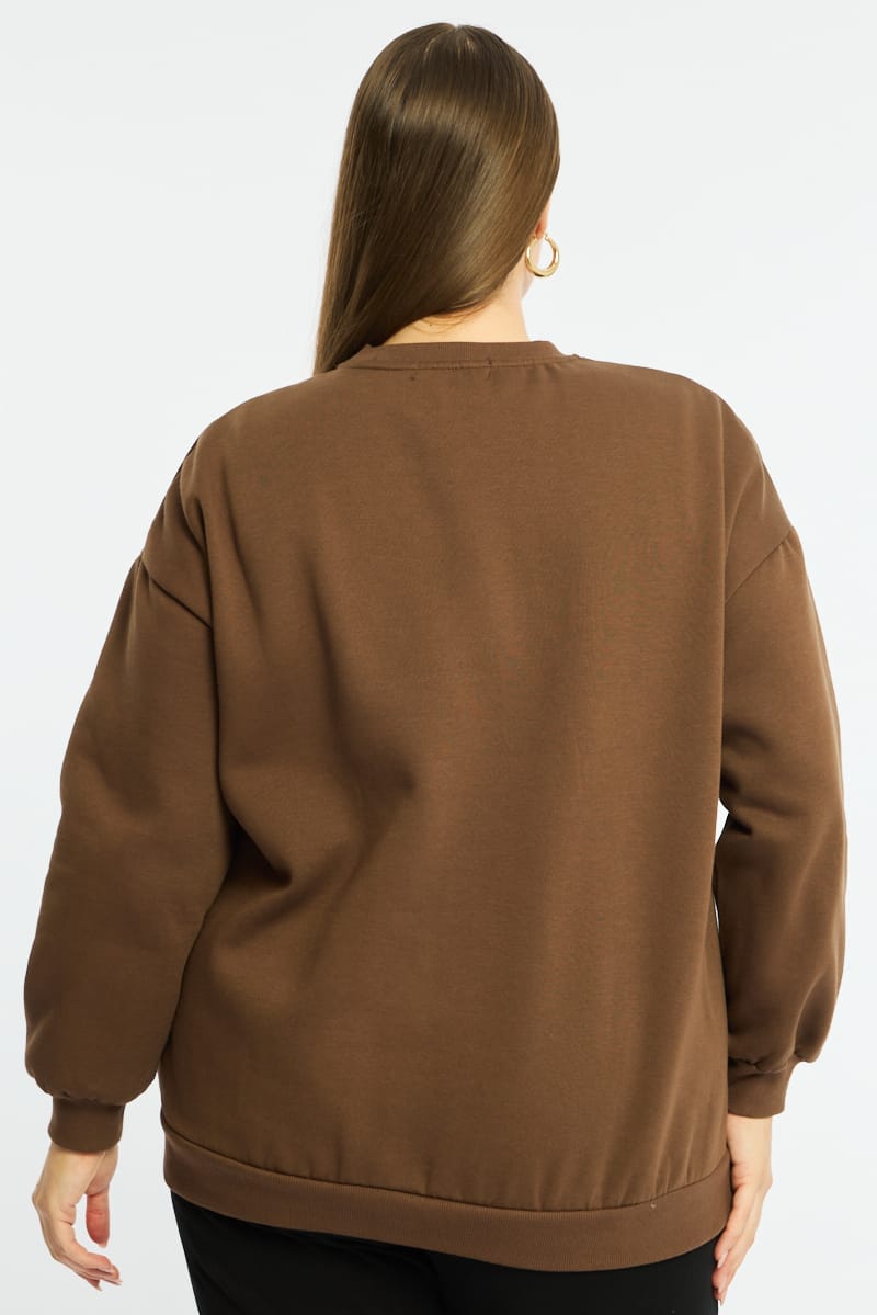 Brown Sweat Top Long Sleeve for YouandAll Fashion