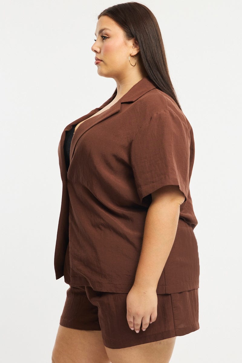 Brown Jacket Short Sleeve for YouandAll Fashion