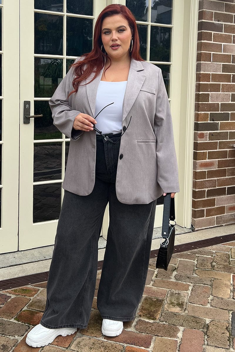 Grey Tailored Two Button Blazer for YouandAll Fashion