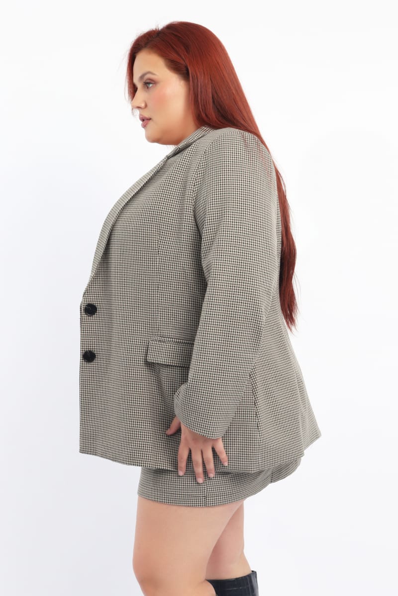 Brown Check Blazer Long Sleeve Lined for YouandAll Fashion