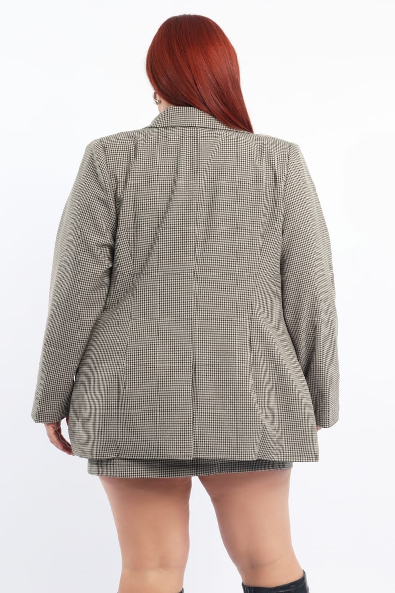 Brown Check Blazer Long Sleeve Lined for YouandAll Fashion
