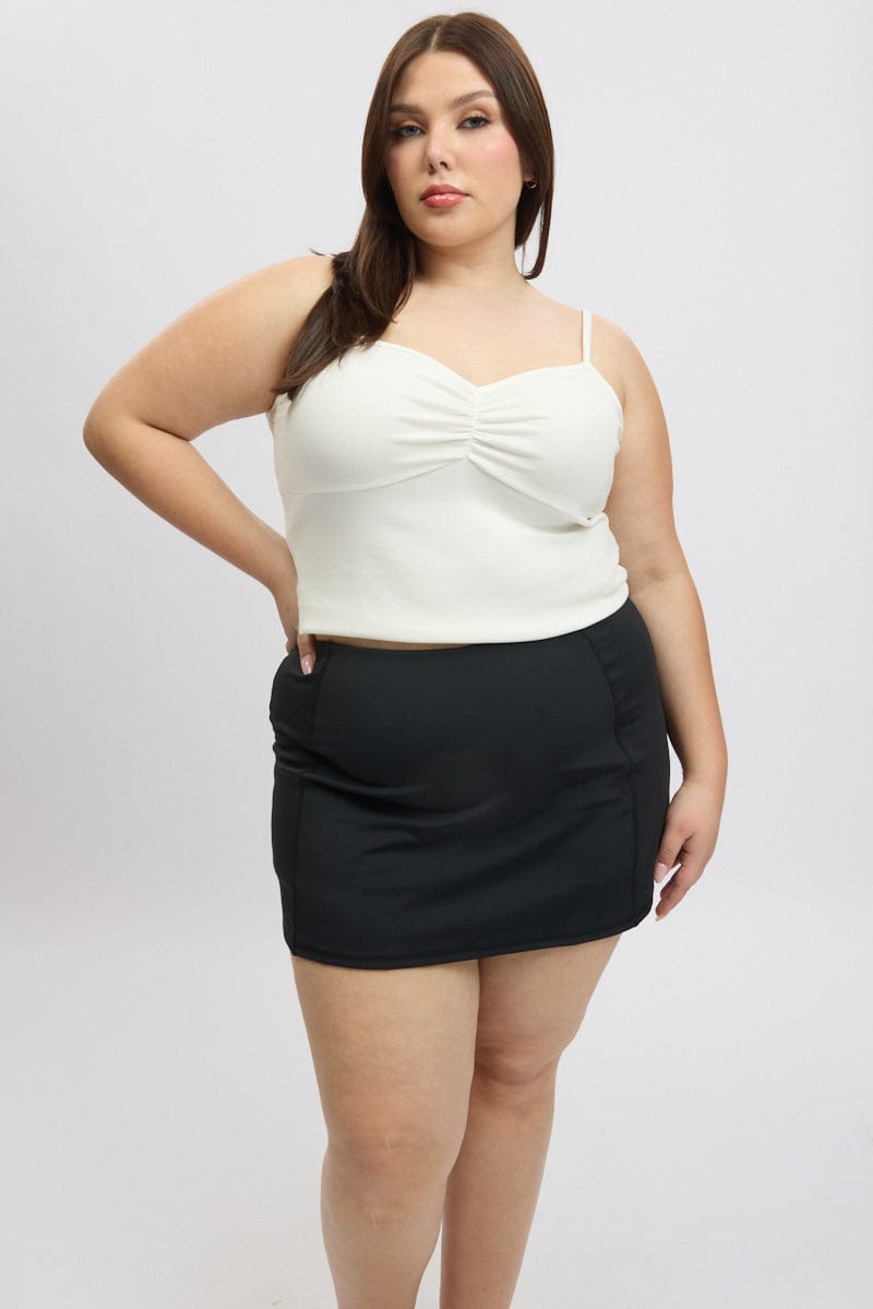 Black Front Split Tennis Skort Skirt for YouandAll Fashion