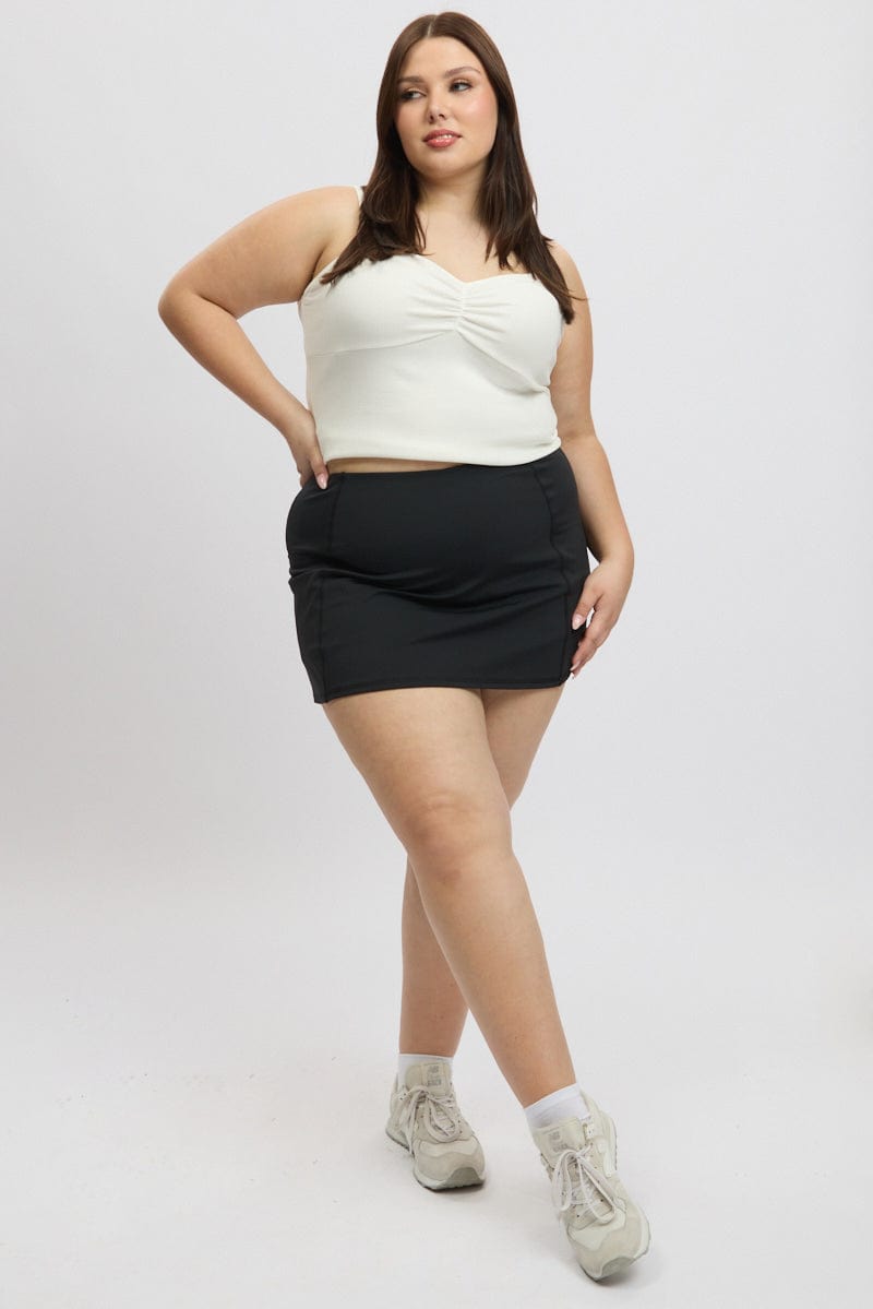 Black Front Split Tennis Skort Skirt for YouandAll Fashion