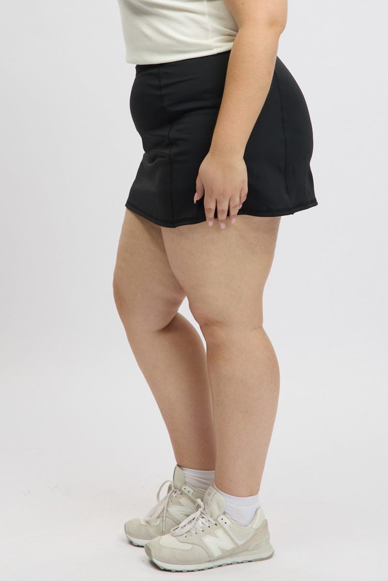 Black Front Split Tennis Skort Skirt for YouandAll Fashion