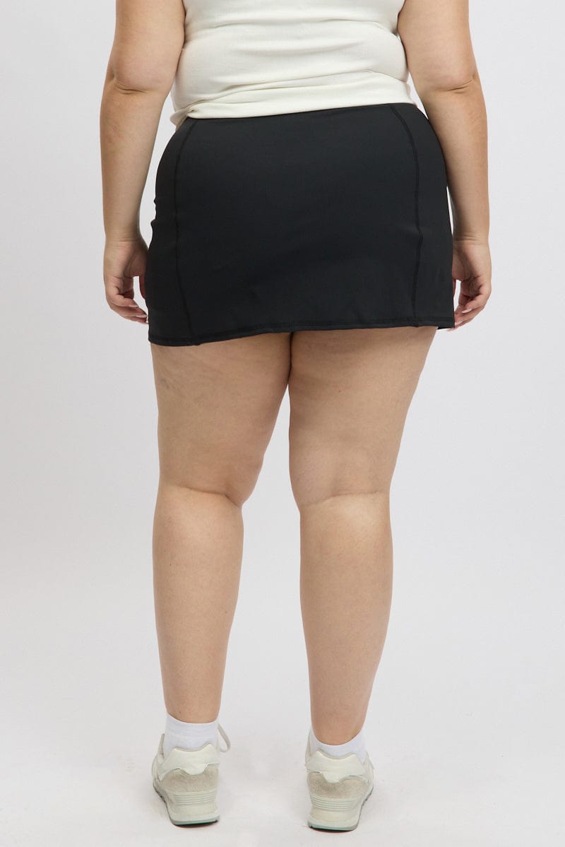 Black Front Split Tennis Skort Skirt for YouandAll Fashion