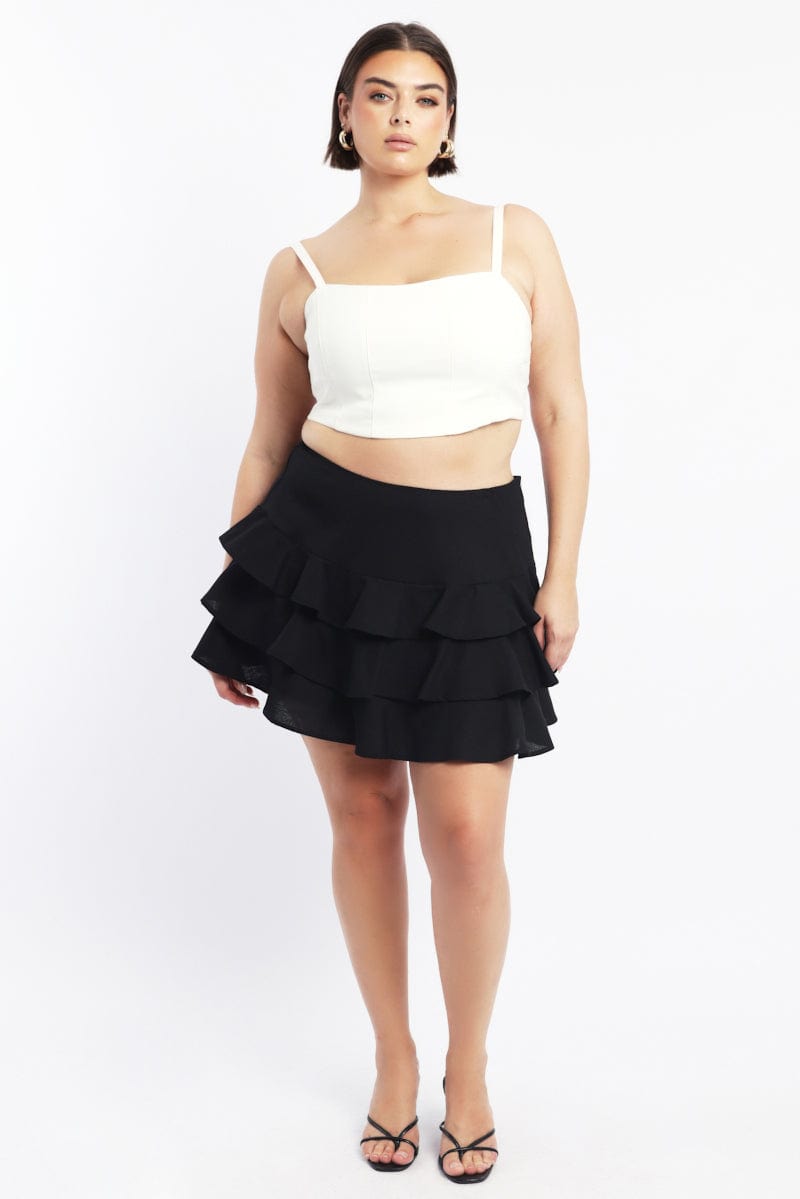Black Ruffle Mini Skirt for YouandAll Fashion