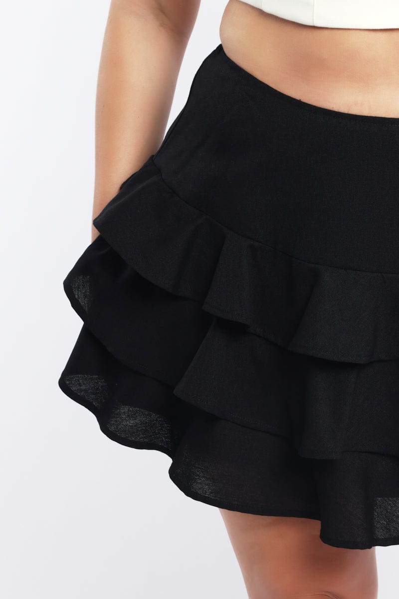 Black Ruffle Mini Skirt for YouandAll Fashion